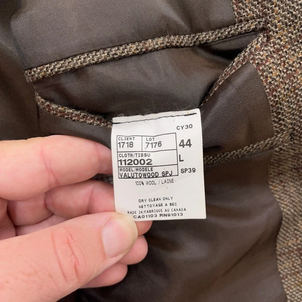 Jack Victor Sport Coat Exclusive Collection Plaid Wool Brown Mens 44 L